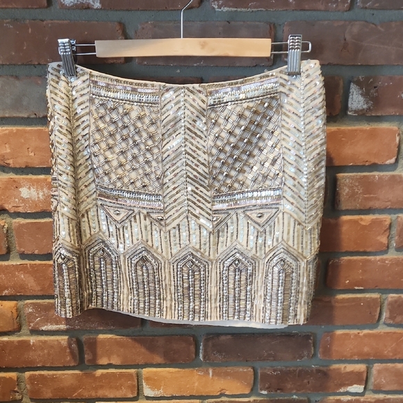 Dresses & Skirts - Embellished Cream and Gold Skirt